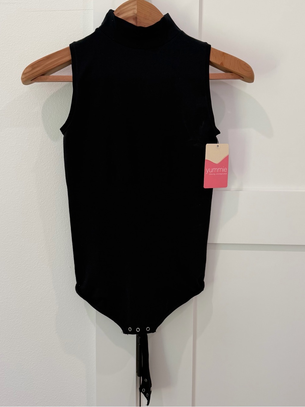 Yummie Black Mock Neck Sleeveless Bodysuit